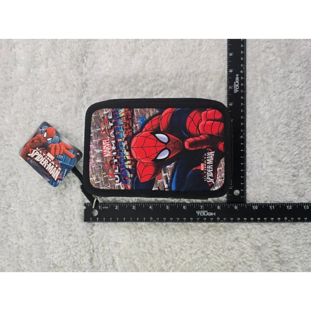 Marvel Ultimate Spider-Man Triple Zipper Pencil Case Black Red REF 51449 NWT